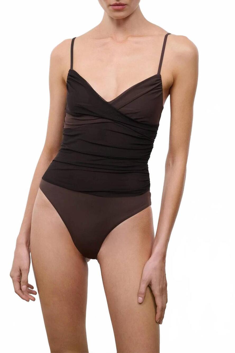 NEW STAUD la mer one piece in espresso dark chocolate